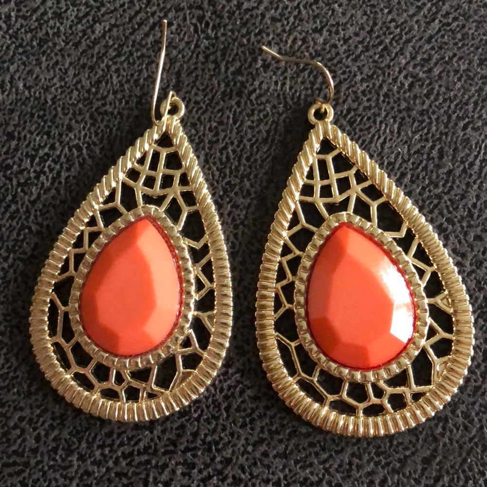 Gold and orange earrings